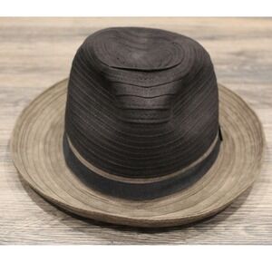 Bailey of Hollywood Hat Mens Small Fedora Black & Brown‎ Ribbon Accent